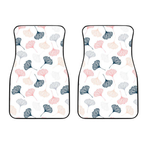 Black Gray Cream Coral Ginkgo Leaves Pattern Front Car Mats