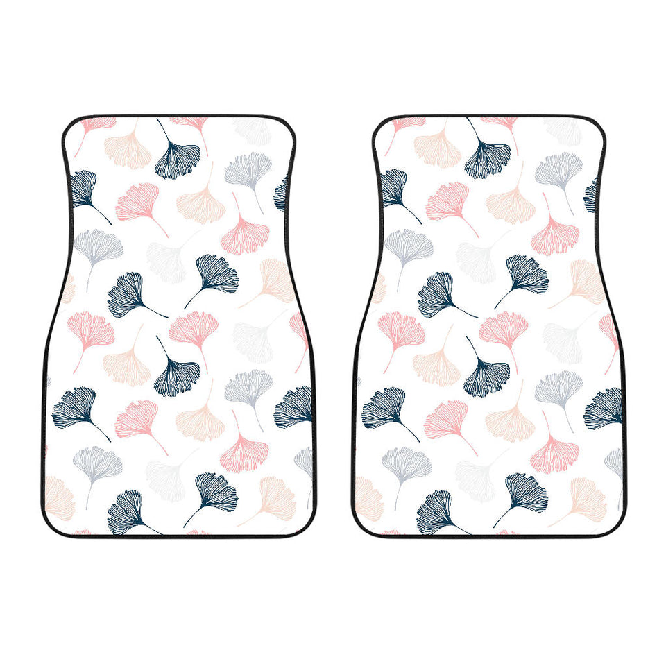 Black Gray Cream Coral Ginkgo Leaves Pattern Front Car Mats