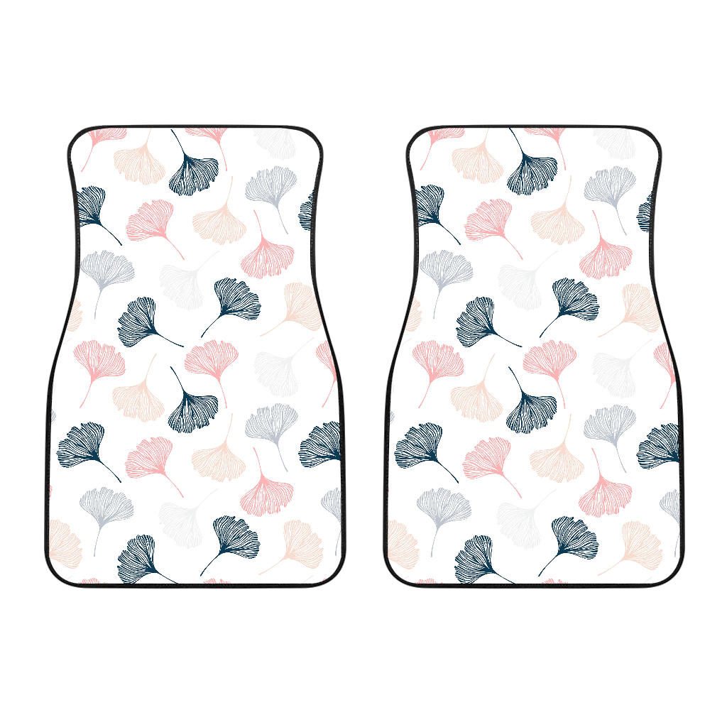 Black Gray Cream Coral Ginkgo Leaves Pattern Front Car Mats