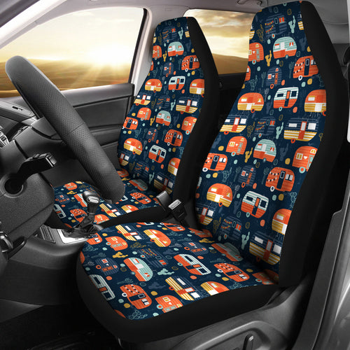 Camper Van Pattern Print Design 05 Universal Fit Car Seat Covers