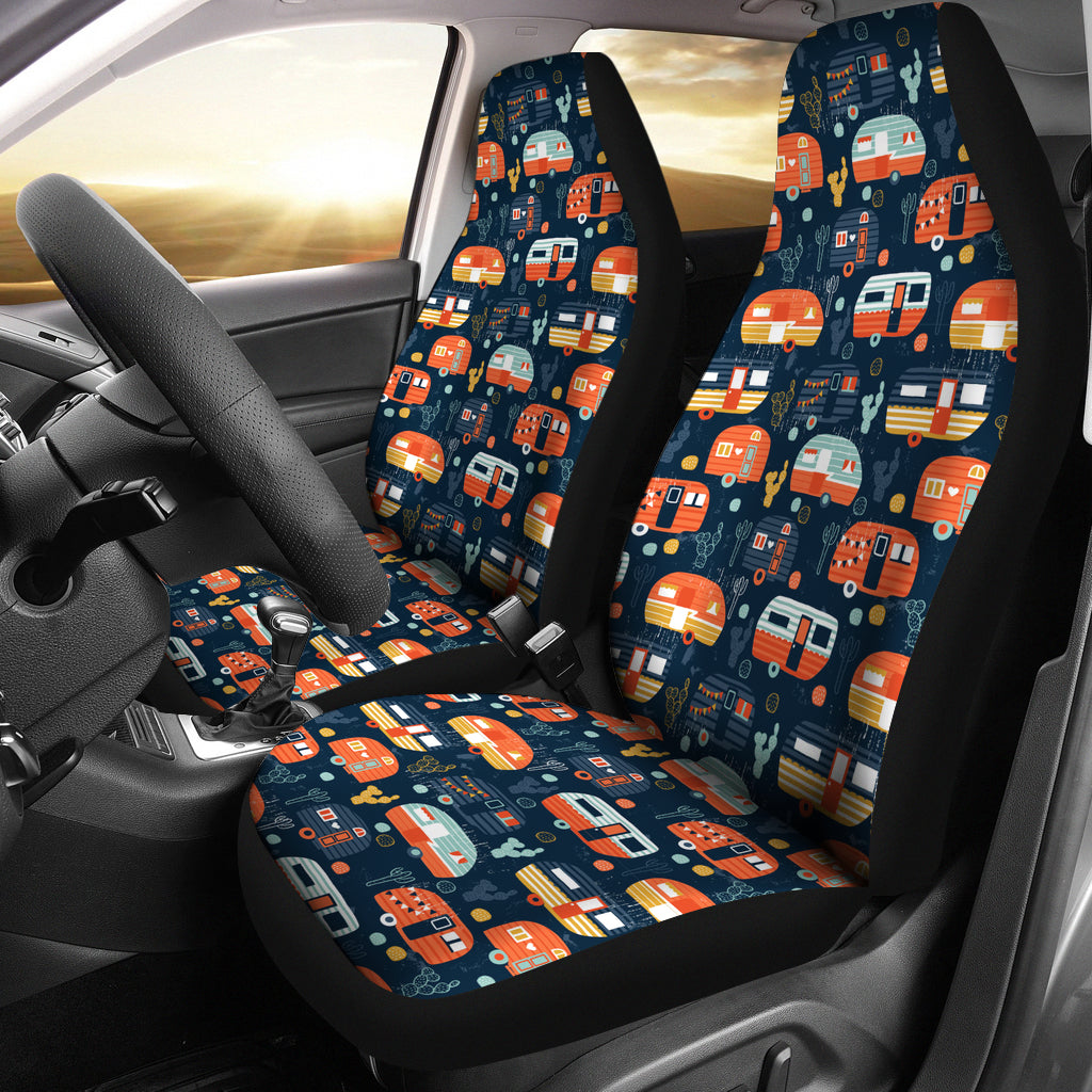 Camper Van Pattern Print Design 05 Universal Fit Car Seat Covers