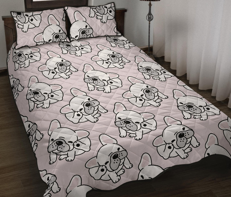 Cute french bulldog pattern Quilt Bed Set