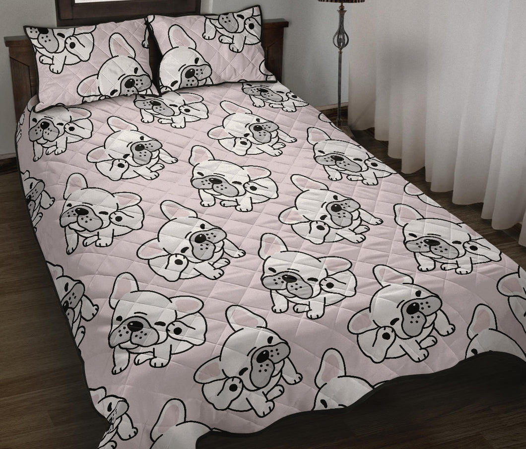 Cute french bulldog pattern Quilt Bed Set