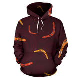Boomerang Australian Aboriginal Ornament Circle Black Background Men Women Pullover Hoodie