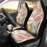 Pink Flamingo Birds Pineapples Hibiscus Flower Pattern Universal Fit Car Seat Covers