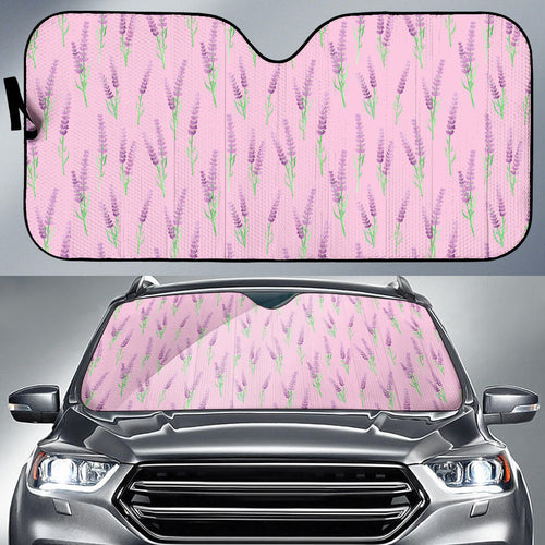 Lavender Pattern Pink Background Car Sun Shade