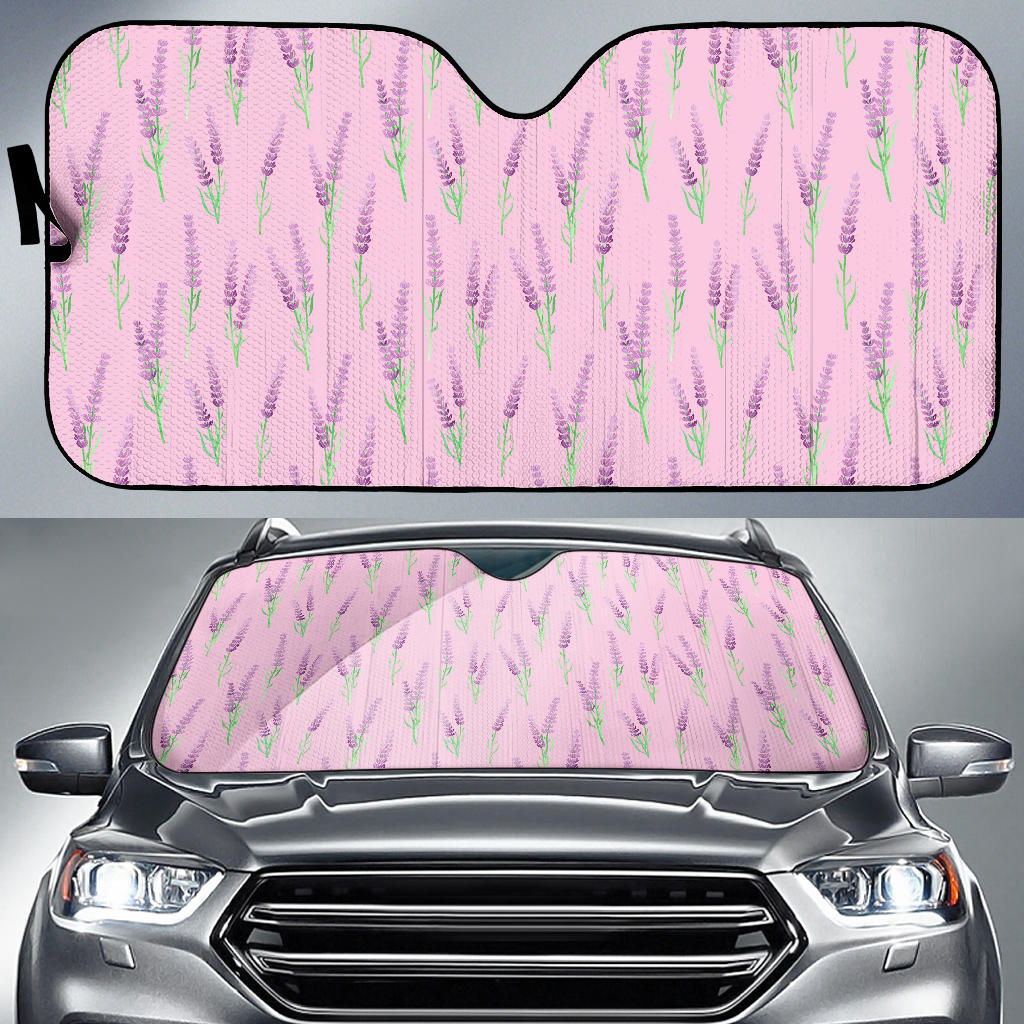 Lavender Pattern Pink Background Car Sun Shade
