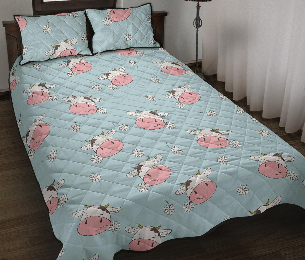 Cute cow flower pattern Quilt Bed Set