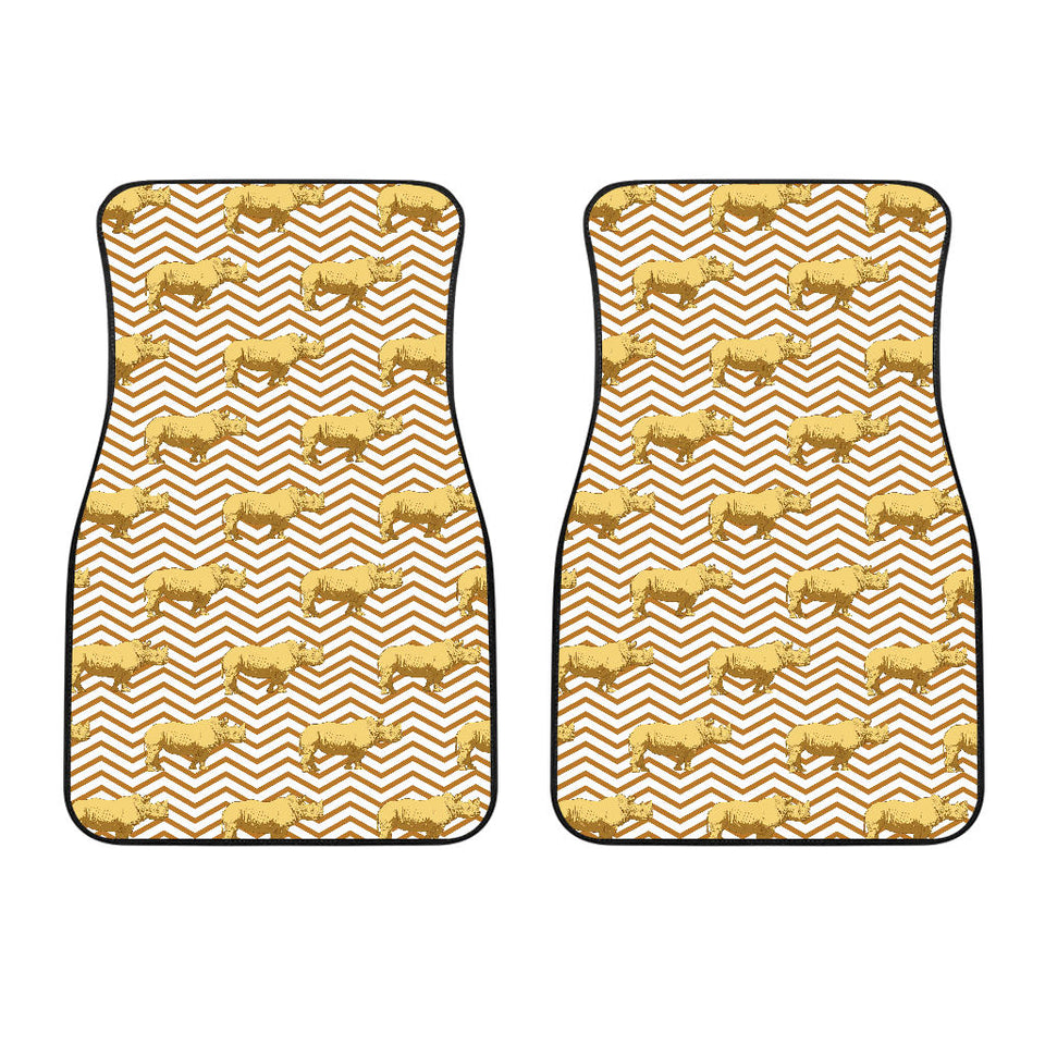 Rhino Yellow Theme Pattern Front Car Mats