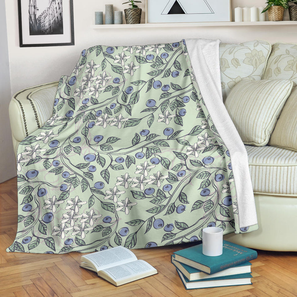 Hand Drawn Blueberry Pattern Premium Blanket