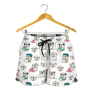English Bulldog Pattern Print Design 03 Women Shorts