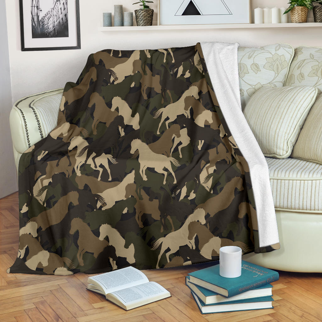 Horse Camouflage Pattern Premium Blanket