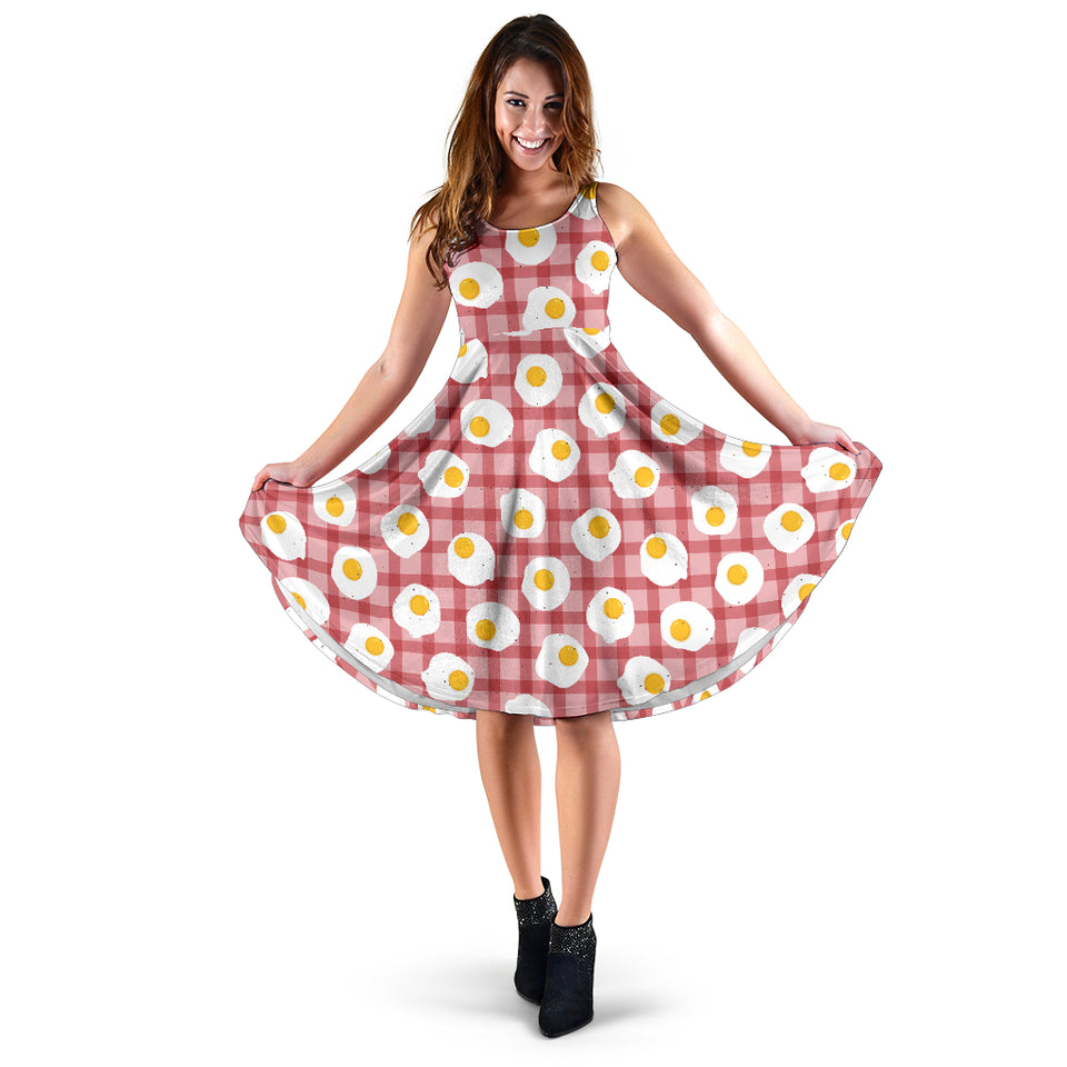 Fried Eggs Pattern Print Design 03 Sleeveless Midi Dress