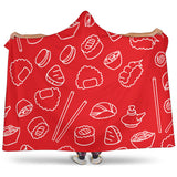 Sushi Pattern Red Background Hooded Blanket