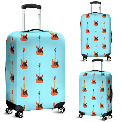 Electric Guitar Pattern Light Blue Background Luggage Covers