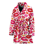 Lips Pattern Print Design 01 Women's Bathrobe