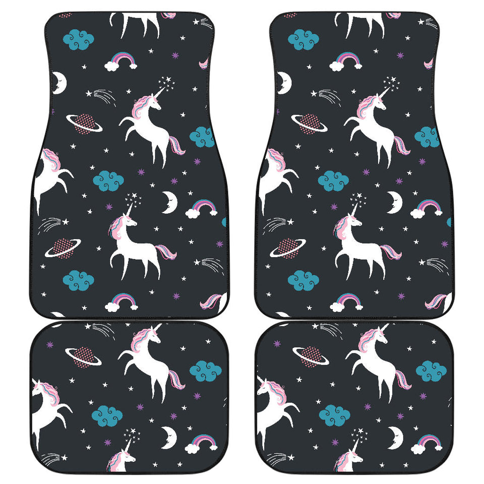 Unicorn Rainbows Moon Clound Star Pattern Front And Back Car Mats