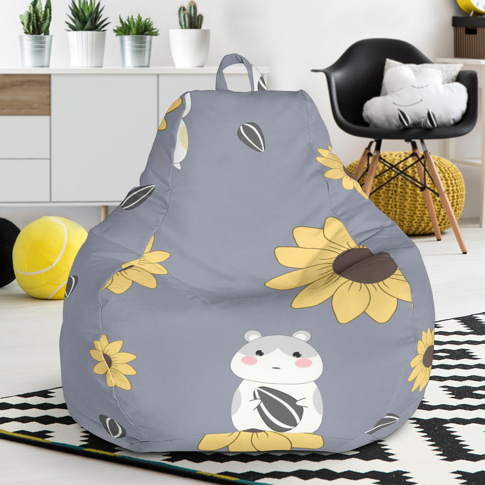 Cute Hamster Sunflower Pattern Background Bean Bag Cover
