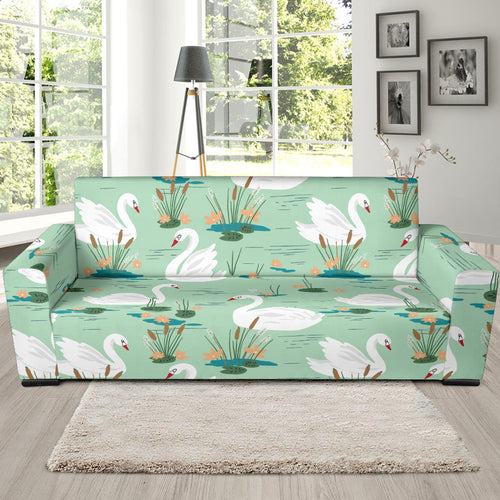 White Swan Lake Pattern Sofa Slipcover