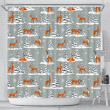 Beautiful Deers Winter Christmas Shower Curtain Fulfilled In US