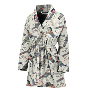 Pigeon Pattern Print Design 04 Women's Bathrobe