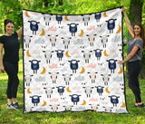 Cute Sleeping Sheep Moon Cloud Pattern Premium Quilt