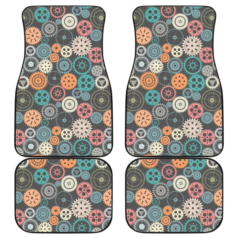 Gear Pattern Print Design 05 Front and Back Car Mats