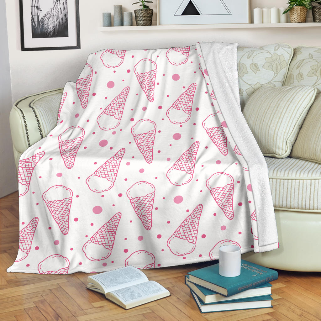 Hand Drawn Ice Cream Pattern Premium Blanket