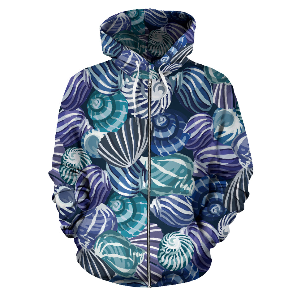 Shell Design Pattern Zip Up Hoodie