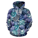 Shell Design Pattern Zip Up Hoodie