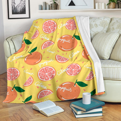Grapefruit Yellow Background Premium Blanket