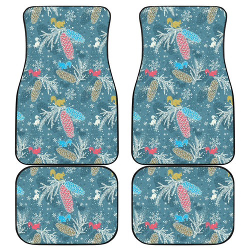 Squirrel Pattern Print Design 01 Front and Back Car Mats
