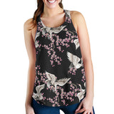 Japanese crane pink sakura pattern Women Racerback Tank Top