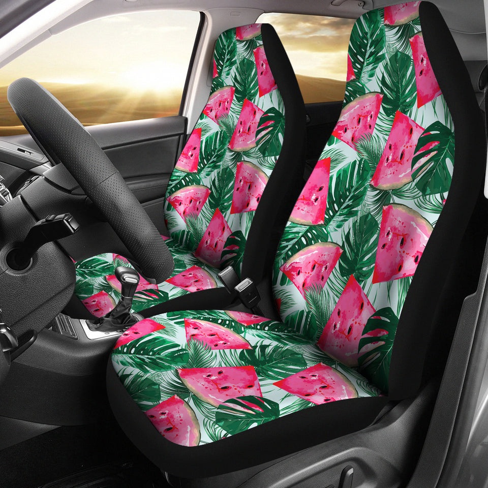 Watermelons Tropical Palm Leaves Pattern  Universal Fit Car Seat Covers