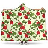 Red Apples Leaves Pattern Hooded Blanket