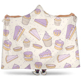 Cakes Pies Tarts Muffins And Eclairs Purple Blueberry Topping Pattern Hooded Blanket