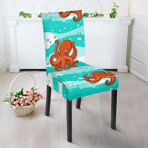Octopuses Sea Wave Background Dining Chair Slipcover