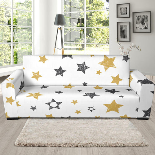 Hand Drawn Gold Black Star Pattern Sofa Slipcover