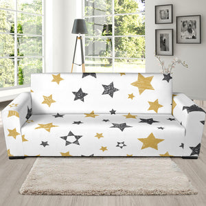 Hand Drawn Gold Black Star Pattern Sofa Slipcover