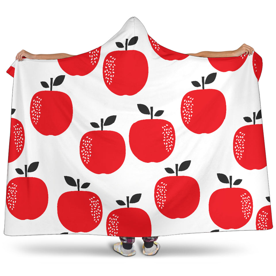 Red Apples White Background Hooded Blanket