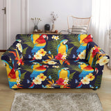 Colorful Parrot Flower Pattern Loveseat Couch Slipcover