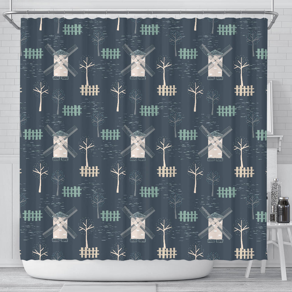 Windmill Tree Pattern Shower Curtain Fulfilled In US