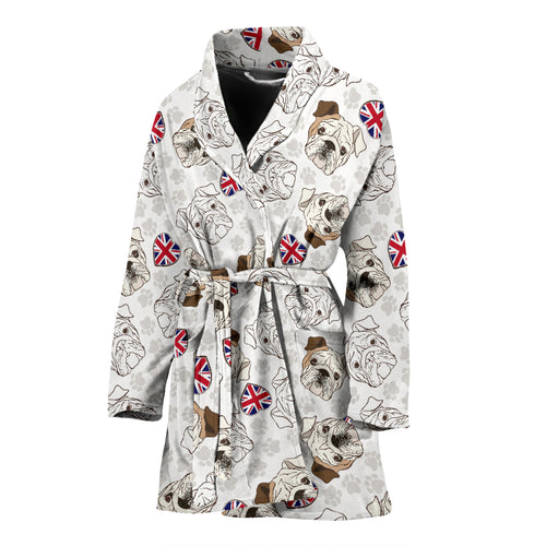 English Bulldog Pattern Print Design 01 Women's Bathrobe