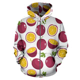 Passion Fruit Design Pattern Zip Up Hoodie