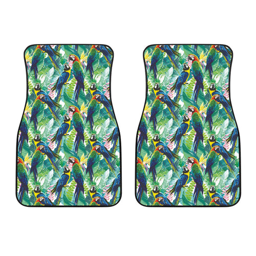 Colorful Parrot Exotic Flower Leaves Front Car Mats