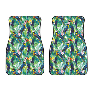 Colorful Parrot Exotic Flower Leaves Front Car Mats