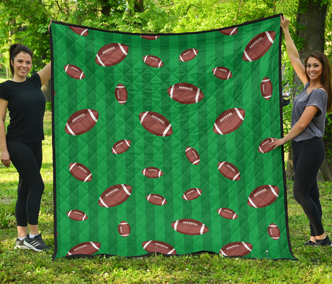 American Football Ball Field Background Premium Quilt