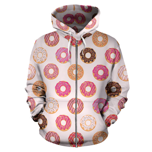 Colorful Donut Pattern Zip Up Hoodie