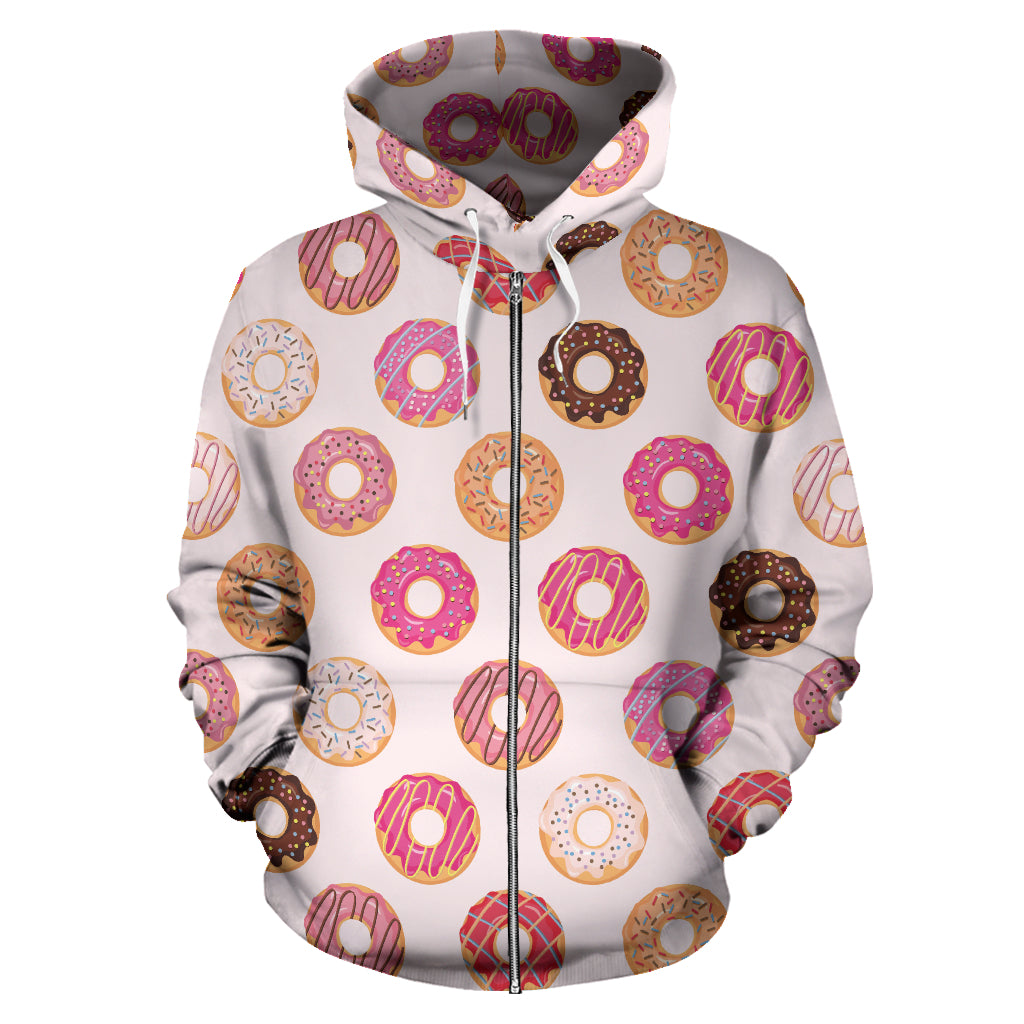 Colorful Donut Pattern Zip Up Hoodie