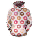 Colorful Donut Pattern Zip Up Hoodie